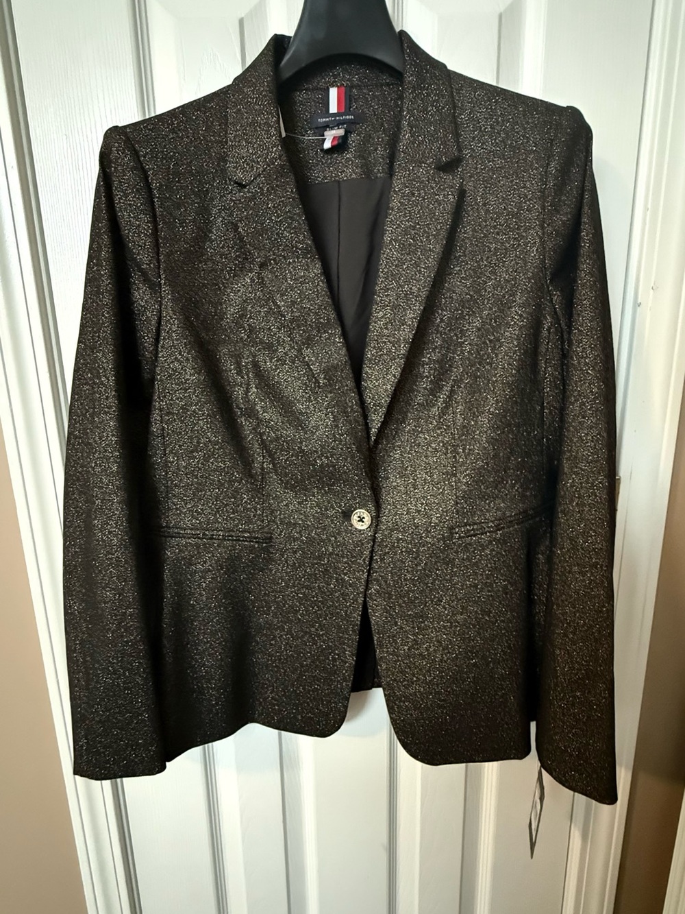Tommy Hilfiger Shimmery Dark Brown Single-Button Blazer